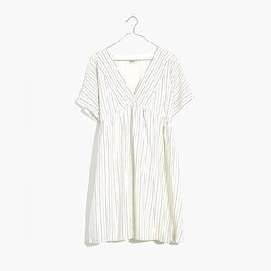 Madewell Linen-Blend V-Neck Dolman-Sleeve Mini Dress in Stripe